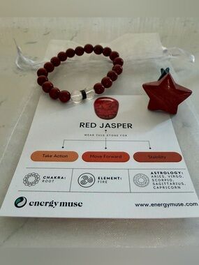 Red Jasper Crystal Bracelet and Car clip star shaped crystal